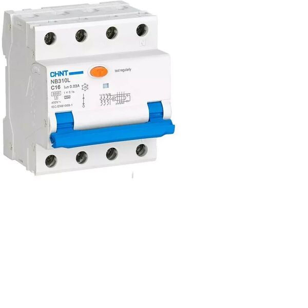 Διακόπτης κυκλώματος Chint Chint RCBO, NB310L/3N, 3P+N, C32, 30mA, A, 6kA NB310L3PN30MAA32C