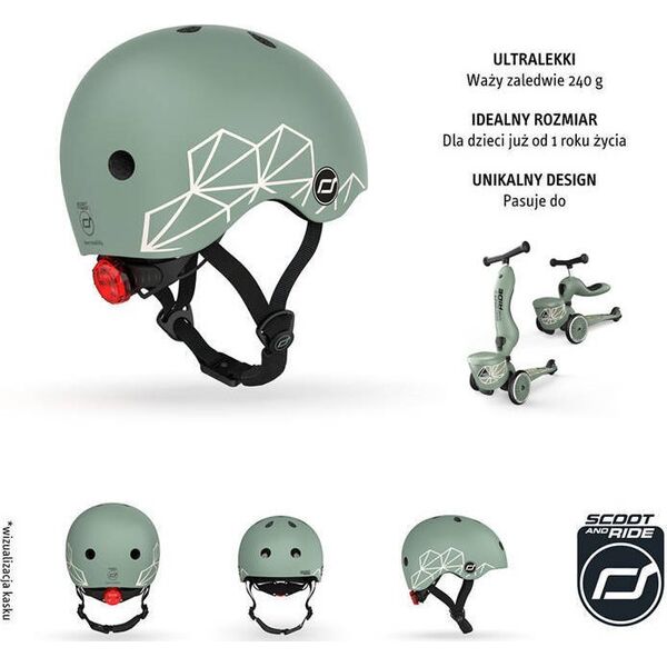 Scoot and Ride Kask dla dzieci 1-5 lat rozm. XXS-S, kolor: Green Lines