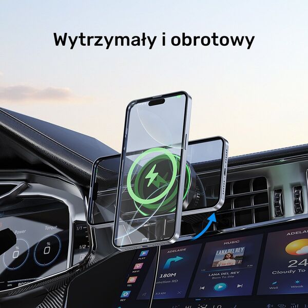 Uchwyt samochodowy Unitek 38W, Qi2