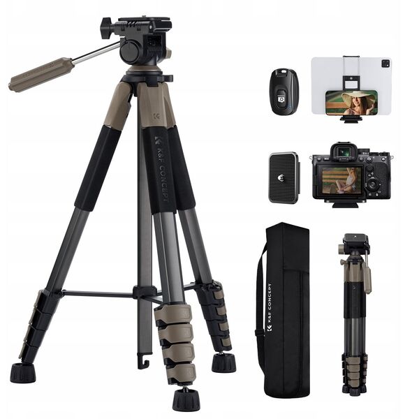 Statyw Fotograficzny Foto 190cm 4kg Uchwyt Na Telefon + Pilot / K&f Kf09.155