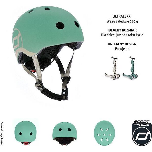 ScootAndRide Kask dla dzieci 1-5 lat Forest r. XXS-S (96361)