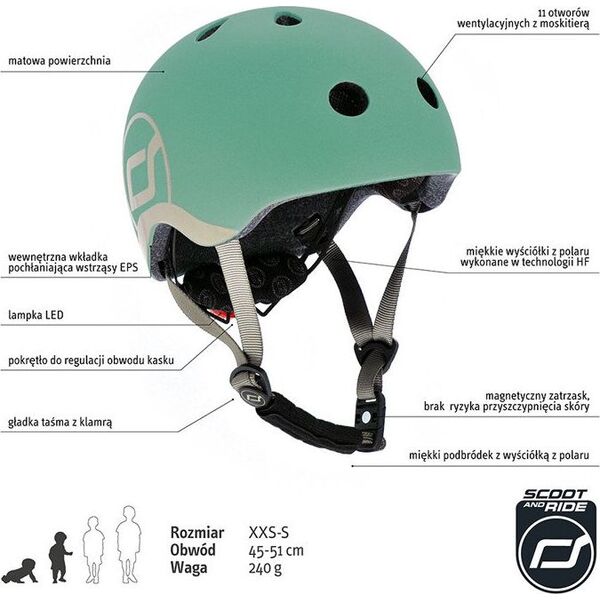 ScootAndRide Kask dla dzieci 1-5 lat Forest r. XXS-S (96361)