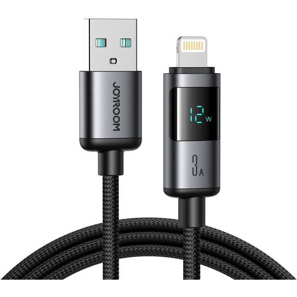 Kabel Joyroom S-A16 Pro Prism Series 3A USB-A - Lightning z wyświetlaczem 1,2m - czarny