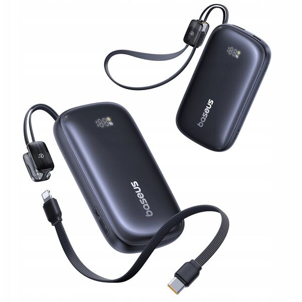 Powerbank Baseus EnerFill FC21 QPow3 Ultra 10000mAh 22.5W z wyświetlaczem cyfrowym i odłączanym kablem - czarny