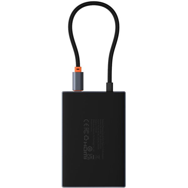 Hub USB-C 8w1 Baseus PioneerJoy HDMI 4K@60Hz + HDMI 4K@30Hz + DisplayPort 8K@30Hz + VGA + 2 x USB-A 3.0 + 2 x USB-C - szary