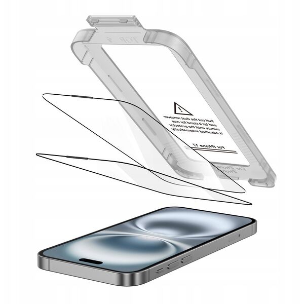 Szkło hartowane Tech-Protect Quick Set+ 2-pack na iPhone 17 - czarne