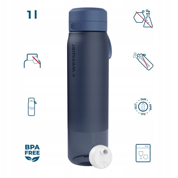 Butelka filtrująca Wessper B2 TRITAN Actitex™ 1000ml Blue (WES273-1000-BL_K)