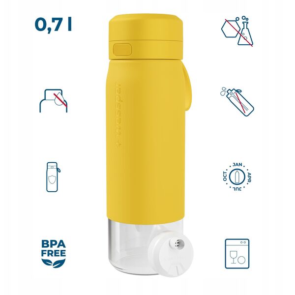 Butelka filtrująca Wessper B2 GLASS Actitex™ 700ml Yellow (WES270-700-YL_K)
