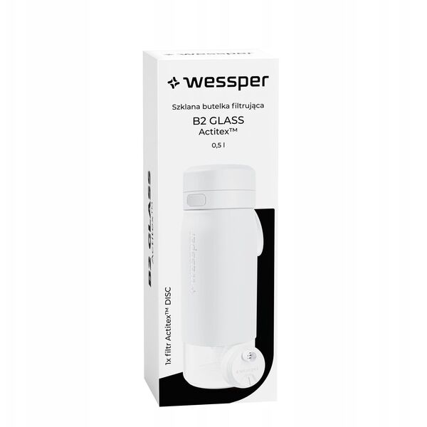 Butelka filtrująca Wessper B2 GLASS Actitex™ 500ml White (WES270-500-WH_K)