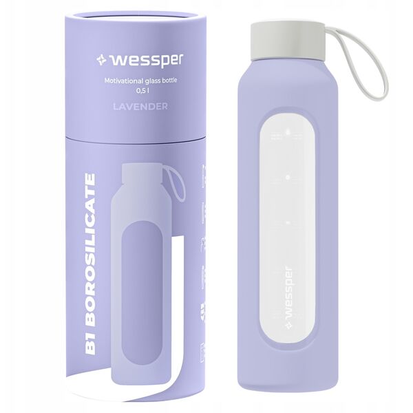 Szklana butelka Wessper B1 Borosilicate 500ml Lavender (WES260-500-VI-NEW)