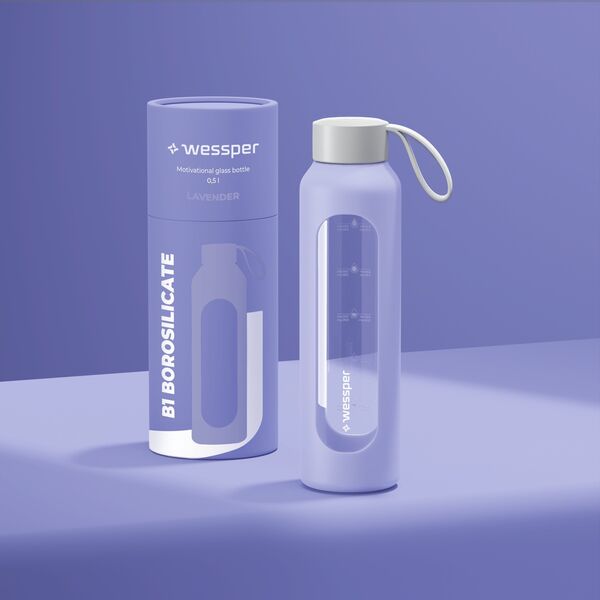 Szklana butelka Wessper B1 Borosilicate 500ml Lavender (WES260-500-VI-NEW)