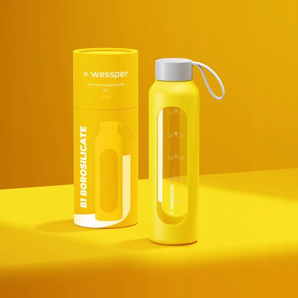 Szklana butelka Wessper B1 Borosilicate 500ml Sun (WES260-500-YL-NEW)