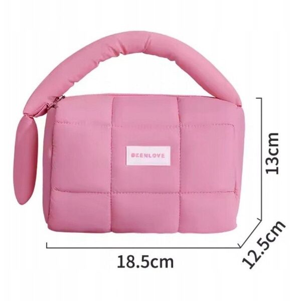 ECARLA Kosmetyczka damska pikowana kuferek różowa KS140R 18,5 x 12,5 x 13 cm