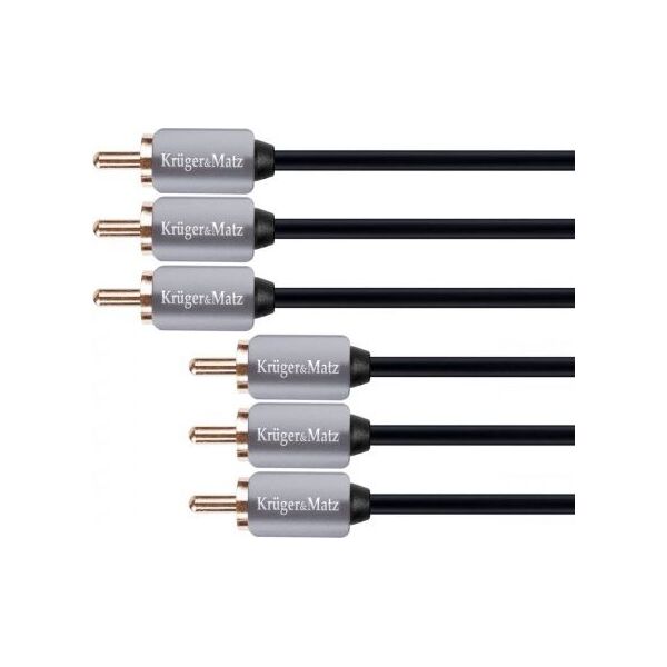 Kabel Kruger&Matz RCA (Cinch) x3 - RCA (Cinch) x3 3m szary (KM0308)