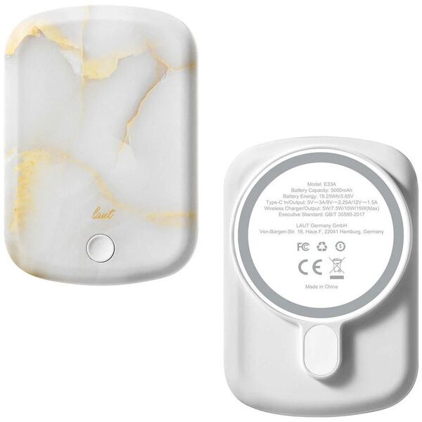 LAUT POWER CHARGE White Marble Powerbank comp.with MagSafe