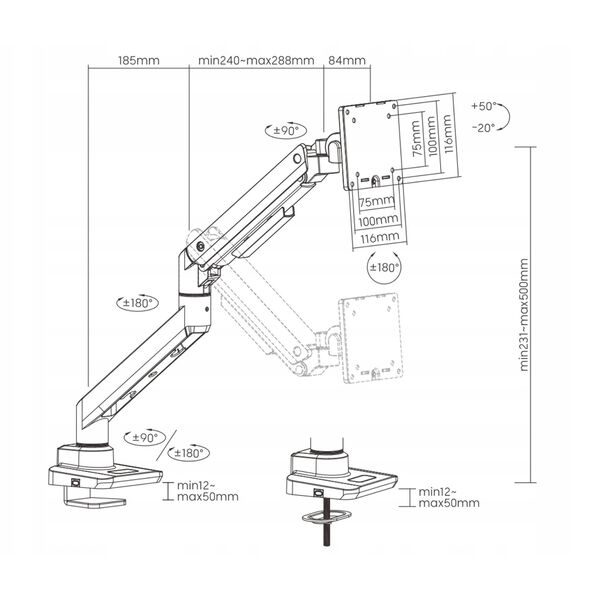 UCHWYT BIURKOWY MONITORA BRATECK-LDT69-C012 BRATECK