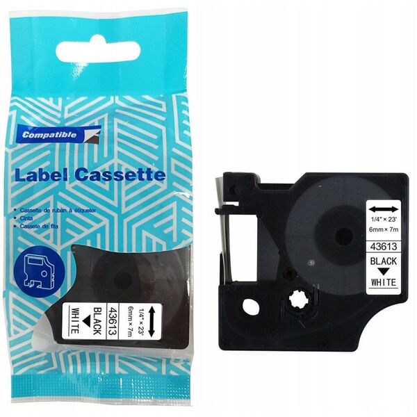 Taśma DYMO D1 43613 6mm x 7m S0720780 czarny na białym zamiennik