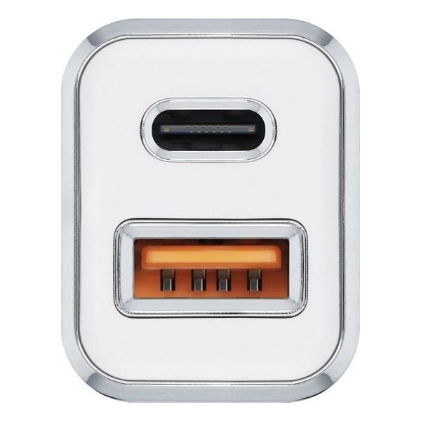 Ładowarka ForCell Ładowarka Samochodowa Forcell USB 3.0 + USB C Quick Charging + Power Delivery PD20W 4A CC-QCPD01 biała