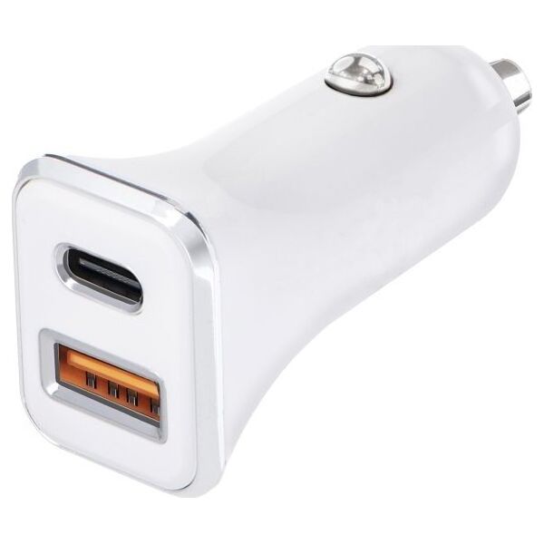 Ładowarka ForCell Ładowarka Samochodowa Forcell USB 3.0 + USB C Quick Charging + Power Delivery PD20W 4A CC-QCPD01 biała