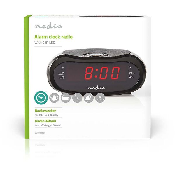 Radiobudzik Nedis CLAR001BK LED projekcja 2x budzik FM Czarny