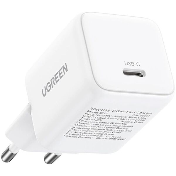 Ładowarka sieciowa UGREEN X512 20W GaN USB-C biała