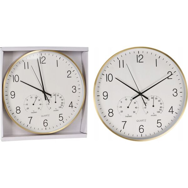 Wall clock GOLD RIM, white/gold/black, 4.2 x 38 cm