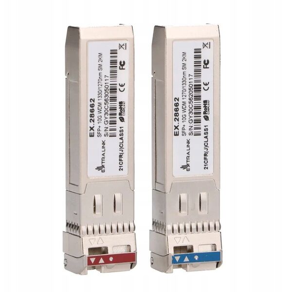 Extralink SFP+ 10G SFP+ WDM Module 10Gbps 1270/1330nm, single mode, 2km, para
