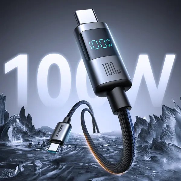 Kabel Joyroom S-A16 Pro Prism Series 100W USB-C - USB-C z wyświetlaczem cyfrowym 1,2m - czarny
