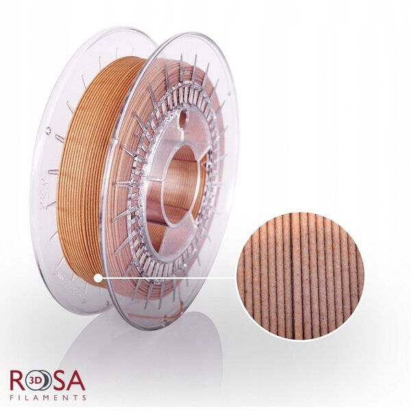 3D plastikas su medzio dulkemis 1.75mm 1kg (rekomenduojama naudoti plieninius purkstukus 0.6mm) Rosa3D