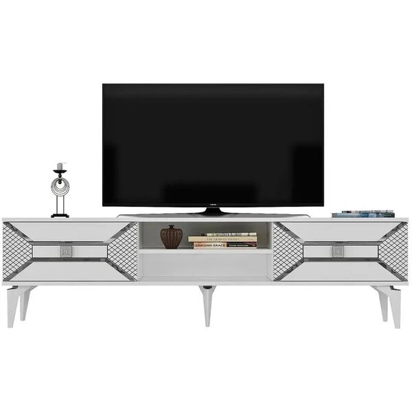 TV staliukas Kalune Design Yumedi, baltas/sidabrinis