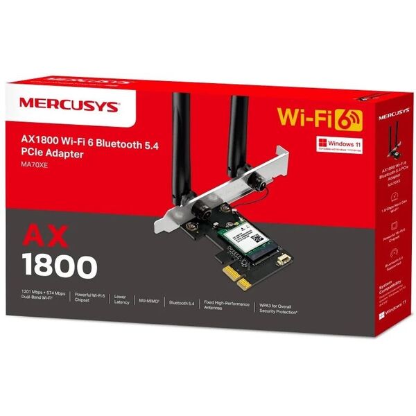 MERCUSYS MA70XE WiFi6E PCIe adapter (AX1800,2,4GHz/5GHz,Bluetooth5.4)