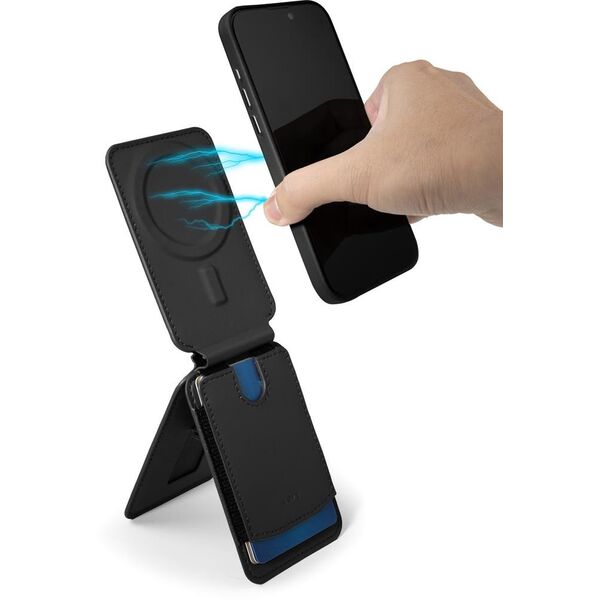 LAUT MAGADD Card Wallet Black MagSafe with stand function