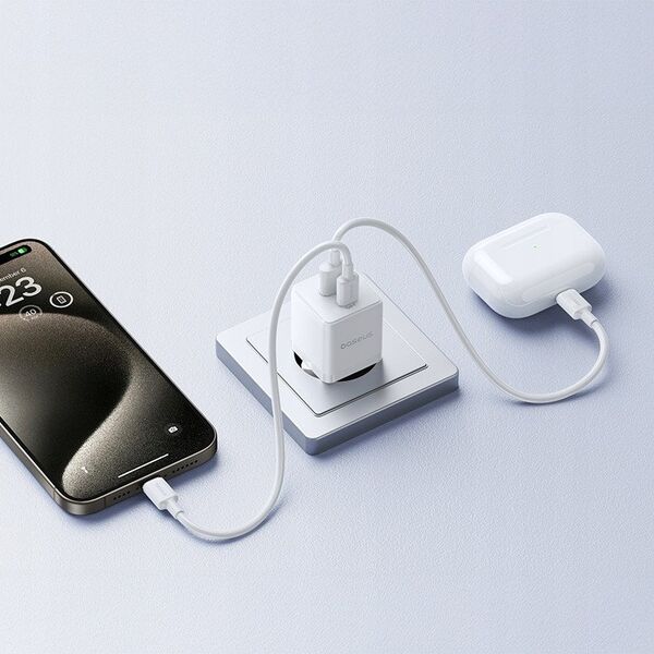 Ładowarka sieciowa Baseus Palm 30W USB-A, USB-C biała