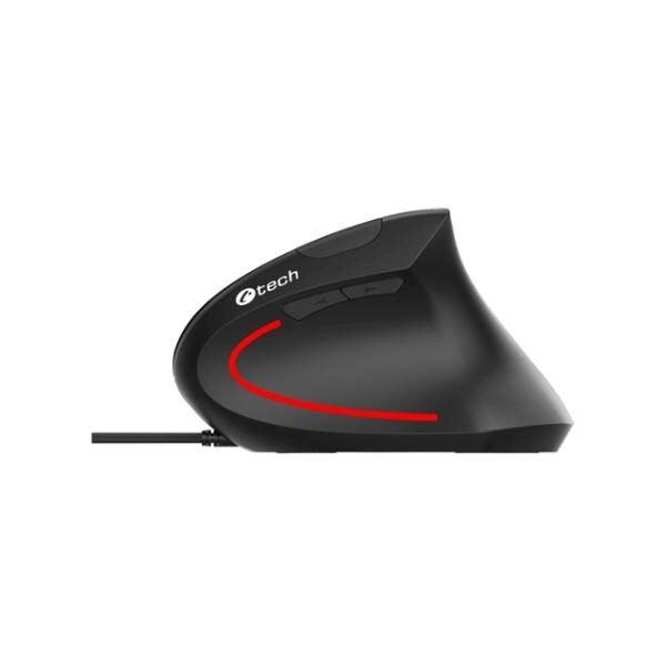 C-TECH myš VEM-09C, vertikální, 6 tlačítek, černá, USB