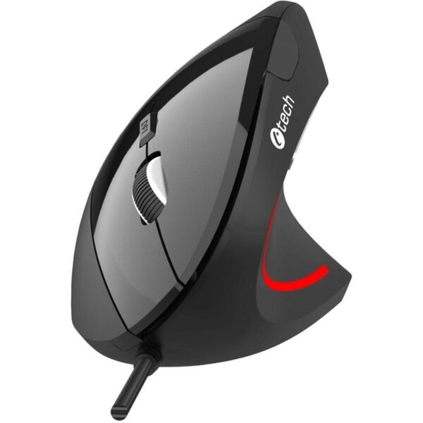 C-TECH myš VEM-09C, vertikální, 6 tlačítek, černá, USB