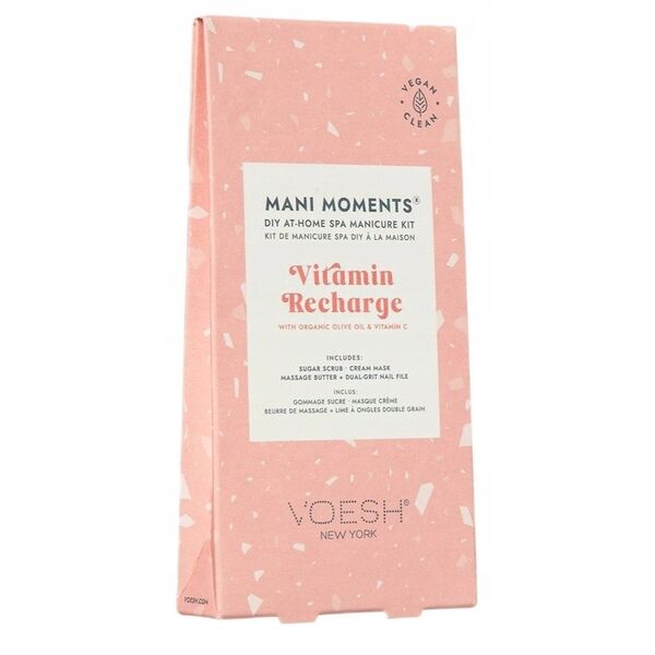 VOESH_SET Mani Moments Vitamin Recharge zestaw do manicure peeling cukrowy + maska kremowa + masło do masażu + pilnik do paznokci