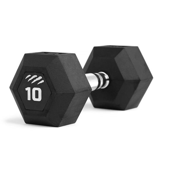 Hantla gumowana tiguar HEX 10 kg | trening siłowy, funkcjonalny, cross