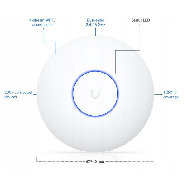 PUNKT DOSTĘPOWY UQ-U7-LITE UniFi Wi-Fi 7 2.4&nbsp|GHz, 5&nbsp|GHz, 688&nbsp|Mbps + 4300&nbsp|Mbps UBIQUITI