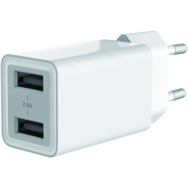 CONCEPTRONIC Ladegerät 2Port 2xUSB-A 12W 5.0V/2.4A weiß