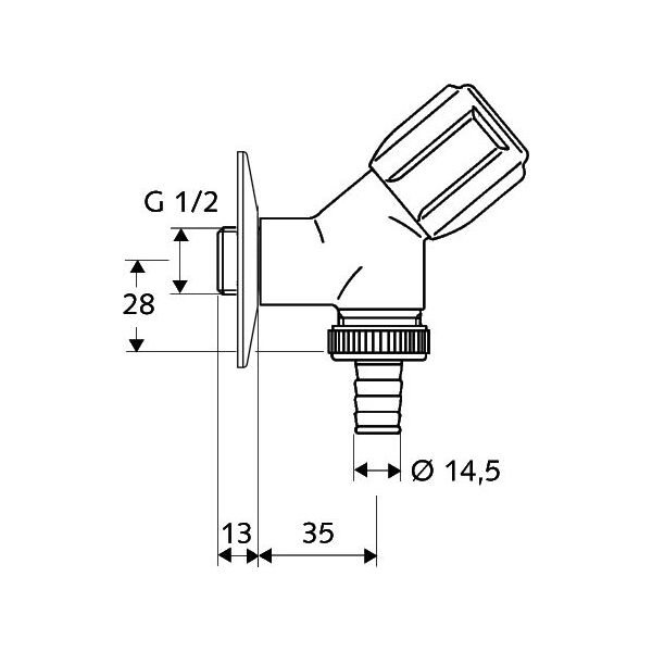 Schell Zawór kątowy Comfort skośny 1/2"x3/4"  (033860699)