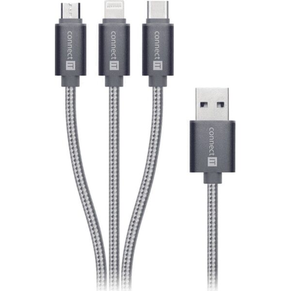 Kabel USB Connect IT USB-A - Lightning 1.2 m Szary (CI-1229)