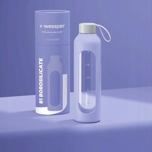 Szklana butelka Wessper B1 Borosilicate 1000ml Lavender  (WES260-VI-NEW)