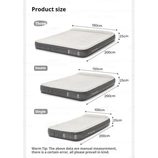 Materac dmuchany chenjing with pillow double cnk2450ws040-grey NATUREHIKE