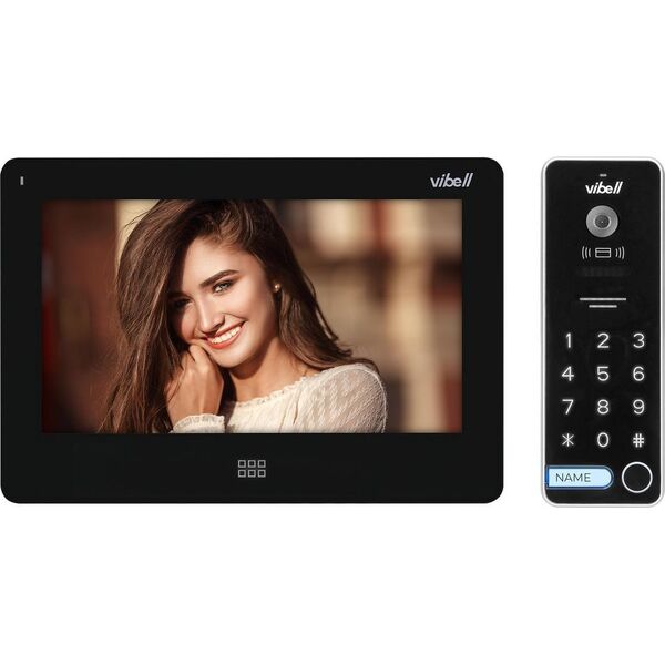 Orno Zestaw wideodomofonowy, bezsłuchawkowy kolor, LCD 7", dotykowy, menu OSD, pamięć, gniazdo na kartę SD, DVR, sterowanie bramą, z szyfratorem i RFID, czarny, TAURI MEMO