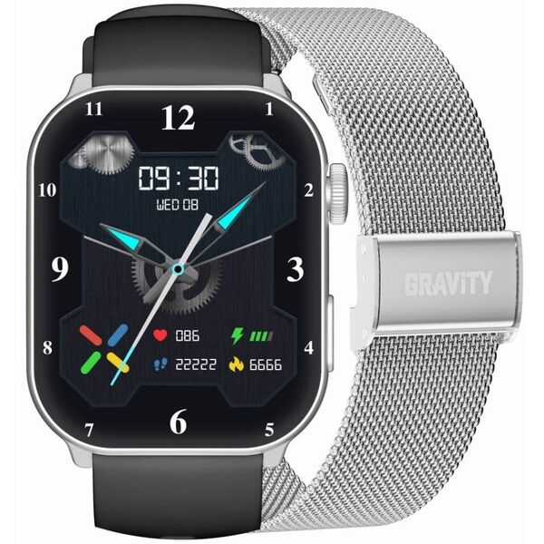 Smartwatch Damski GRAVITY GT28-9 Pasek + Bransoleta Czarno Srebrny