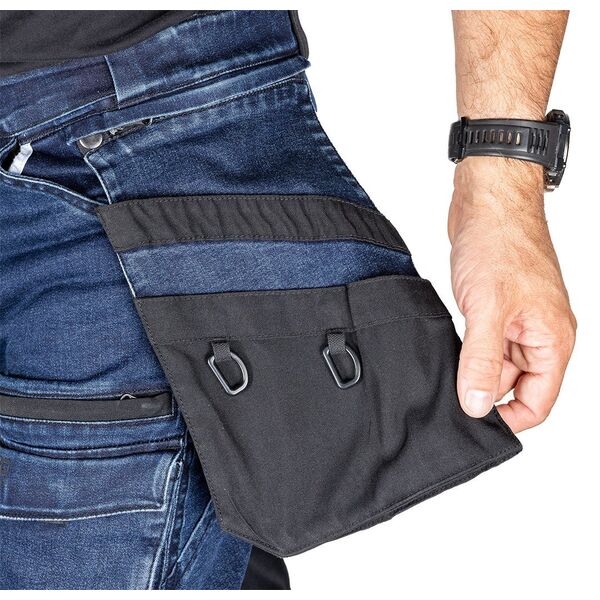 Spodnie robocze DENIM, wzmocnienia Cordura, odpinane kieszenie kaburowe, granatowe, rozmiar XXL