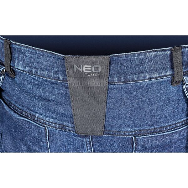 Spodnie robocze DENIM, wzmocnienia Cordura, odpinane kieszenie kaburowe, granatowe, rozmiar XL