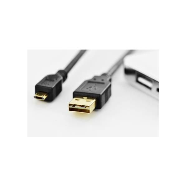 Kabel USB Digitus USB-A - microUSB 1.8 m Czarny (AK-300122-018-S)