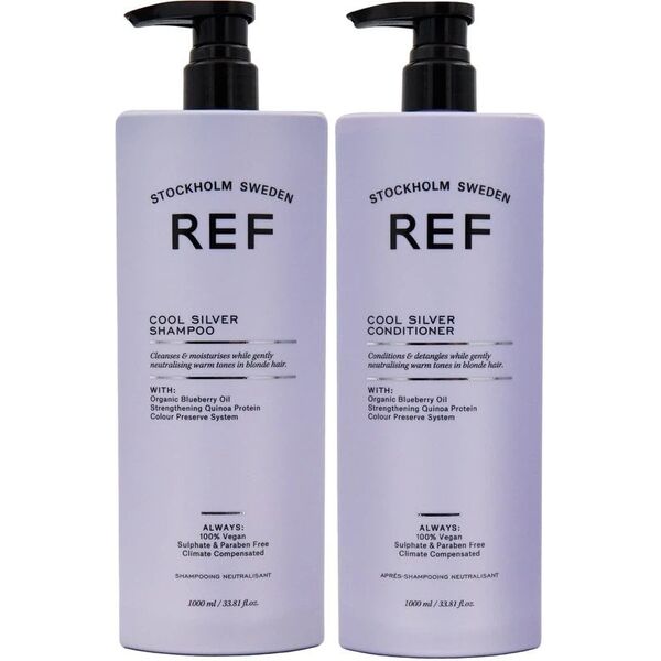 REF Cool Silver Set Ref Stockholm: Cool Silver, Sulfates-Free, Hair Conditioner, Neutralising Warm Tones, 600 ml + Cool Silver, Sulfates-Free, Hair Shampoo, Neutralising Warm Tones, 600 ml Unisex