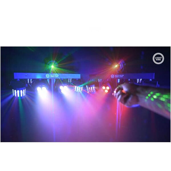 LIGHT4ME BELKA LED PAR DERBY LASER multiefekt świetlny zestaw oświetlenie disco